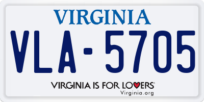 VA license plate VLA5705