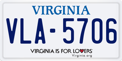 VA license plate VLA5706