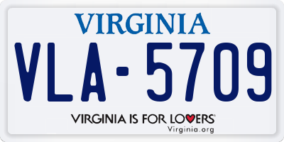 VA license plate VLA5709