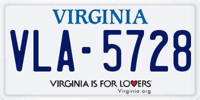 VA license plate VLA5728