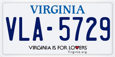 VA license plate VLA5729