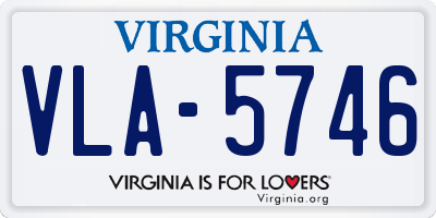 VA license plate VLA5746