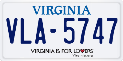 VA license plate VLA5747