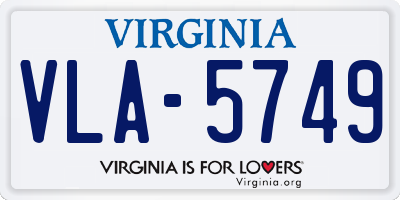 VA license plate VLA5749
