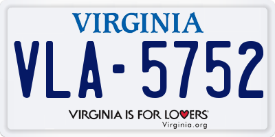 VA license plate VLA5752