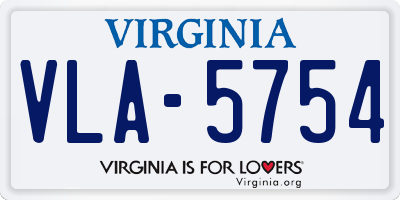 VA license plate VLA5754