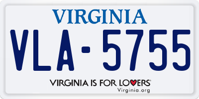 VA license plate VLA5755