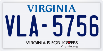 VA license plate VLA5756