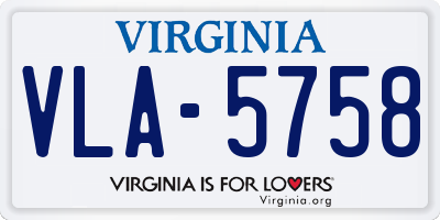 VA license plate VLA5758