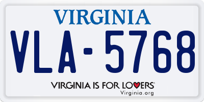 VA license plate VLA5768