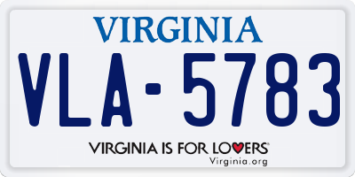 VA license plate VLA5783