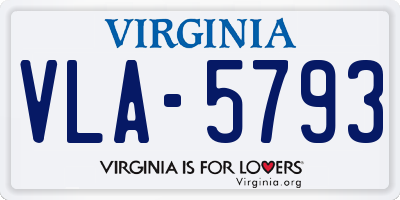 VA license plate VLA5793