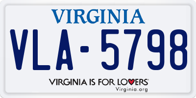 VA license plate VLA5798