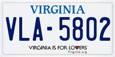 VA license plate VLA5802