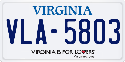 VA license plate VLA5803