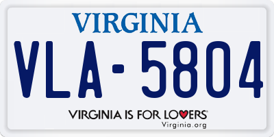 VA license plate VLA5804