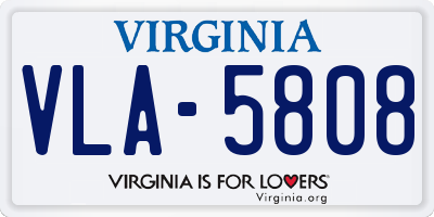 VA license plate VLA5808