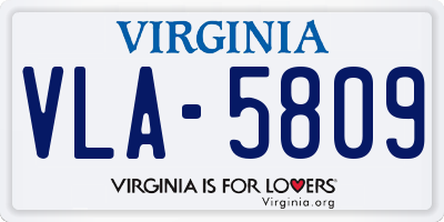 VA license plate VLA5809