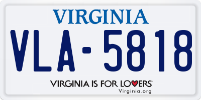 VA license plate VLA5818