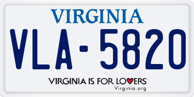 VA license plate VLA5820