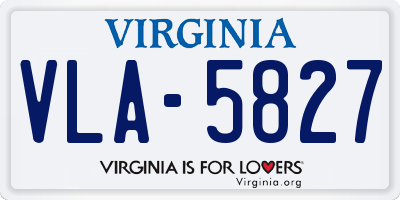 VA license plate VLA5827