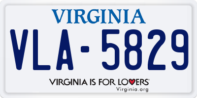 VA license plate VLA5829