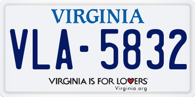 VA license plate VLA5832