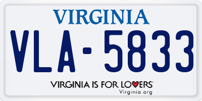 VA license plate VLA5833