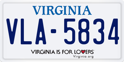VA license plate VLA5834