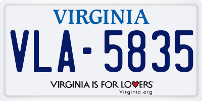 VA license plate VLA5835