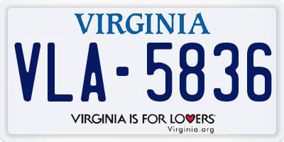 VA license plate VLA5836