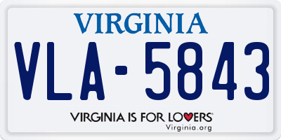 VA license plate VLA5843