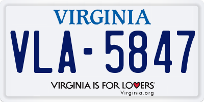 VA license plate VLA5847