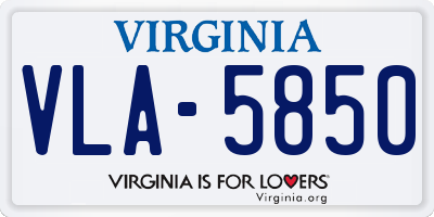 VA license plate VLA5850