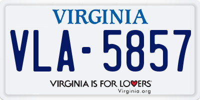 VA license plate VLA5857
