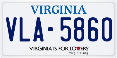 VA license plate VLA5860