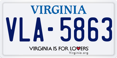 VA license plate VLA5863