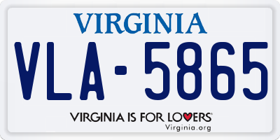 VA license plate VLA5865