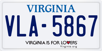 VA license plate VLA5867