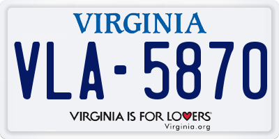 VA license plate VLA5870
