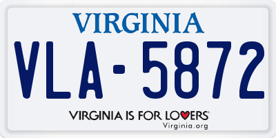 VA license plate VLA5872