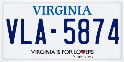VA license plate VLA5874
