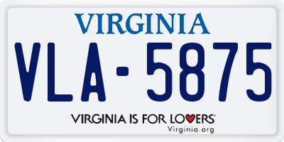 VA license plate VLA5875