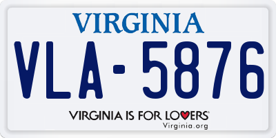 VA license plate VLA5876