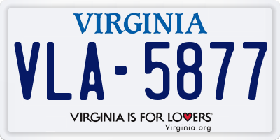 VA license plate VLA5877