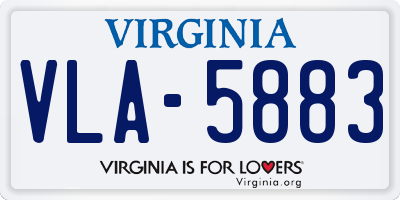 VA license plate VLA5883