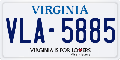 VA license plate VLA5885