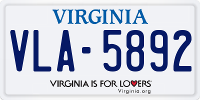 VA license plate VLA5892