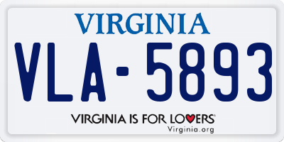 VA license plate VLA5893