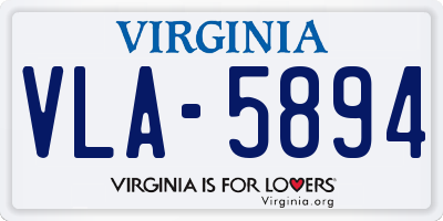 VA license plate VLA5894